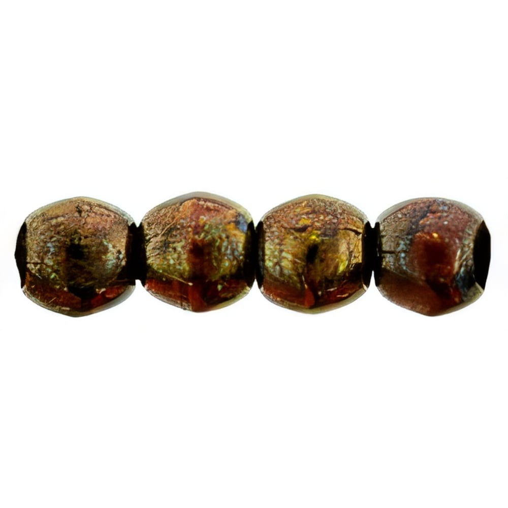 Czech Round Beads 3mm Siam Ruby - Copper Picasso