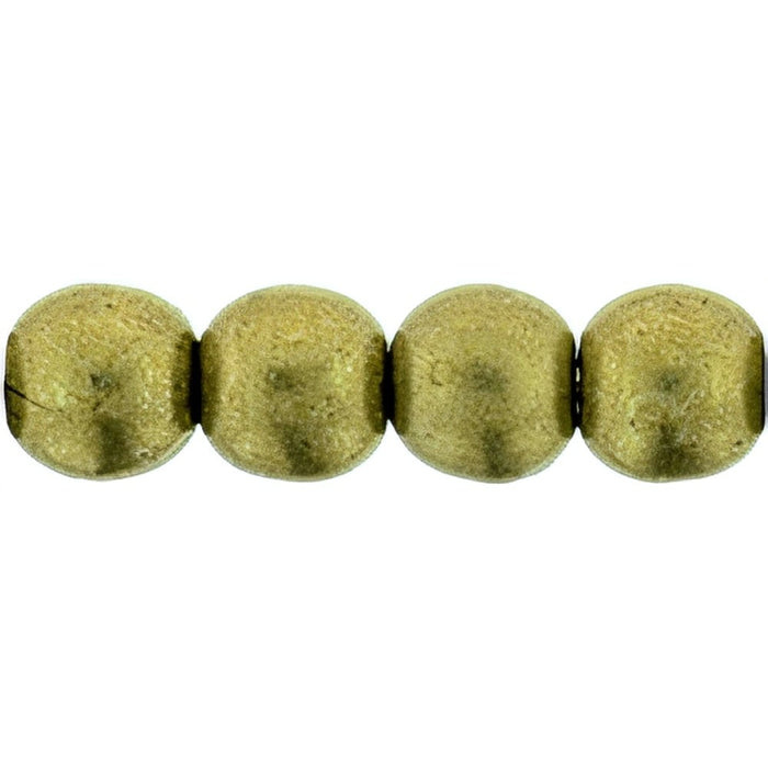 Czech Round Beads 4mm ColorTrends: Saturated Metallic Golden Lime