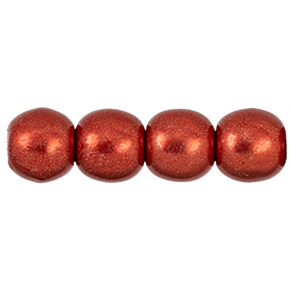 Czech Round Beads 4mm ColorTrends: Saturated Metallic Cherry Tomato