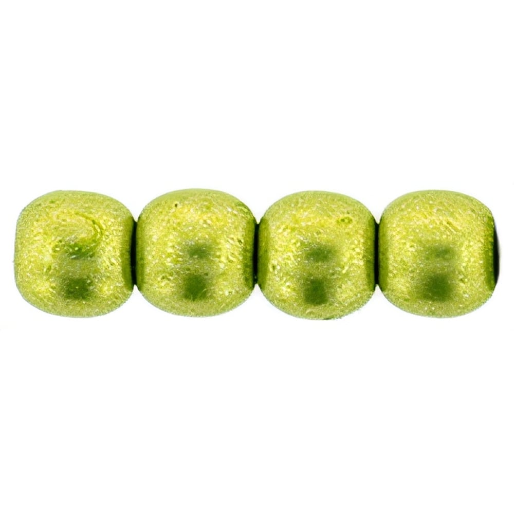 Czech Round Beads 4mm ColorTrends: Saturated Metallic Lime Punch
