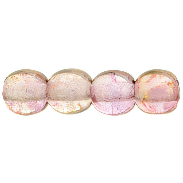 Czech Round Beads 4mm Luster - Transparent Topaz/Pink