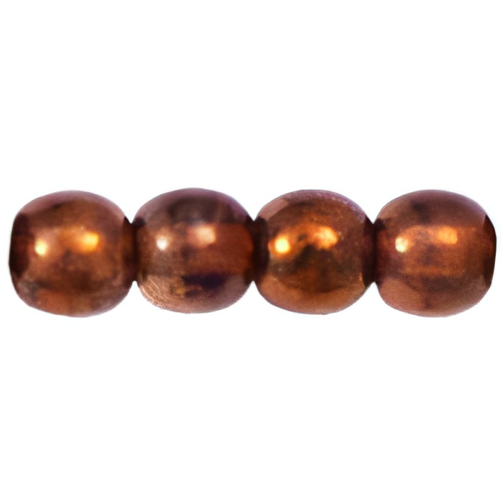 Czech Round Beads 4mm Luster - Transparent Gold/Smokey Topaz