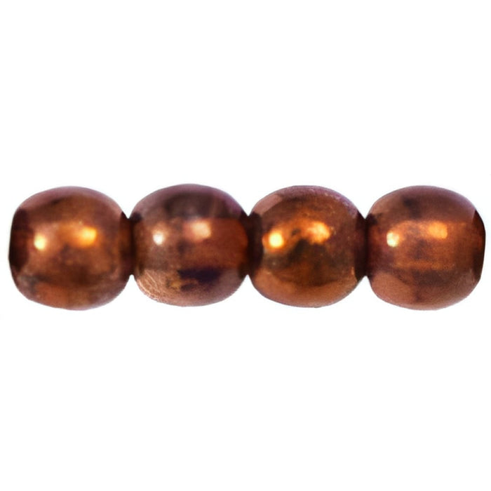 Czech Round Beads 4mm Luster - Transparent Gold/Smokey Topaz