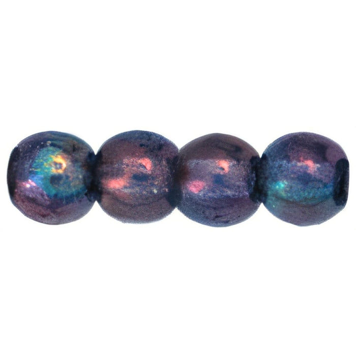 Czech Round Beads 4mm Luster - Transparent Denim Blue