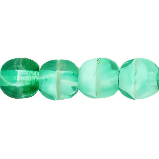 Czech Round Beads 4mm Green/White