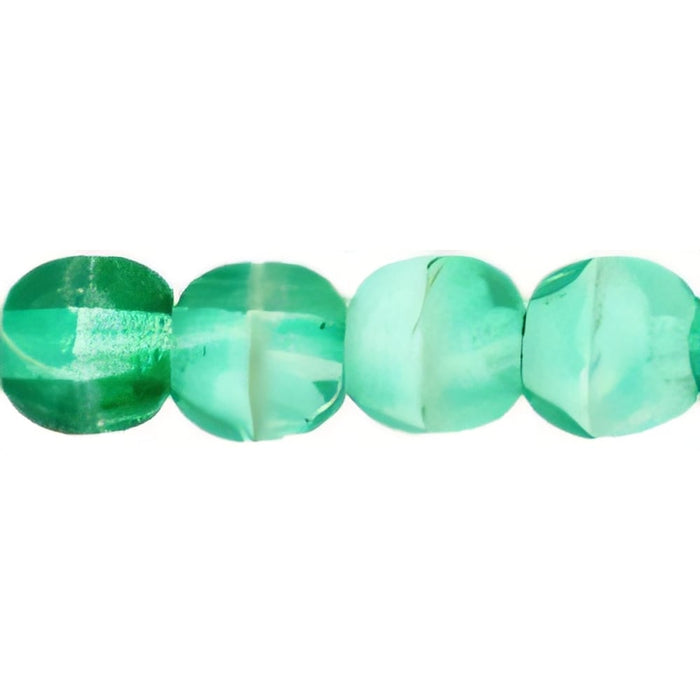 Czech Round Beads 4mm Green/White