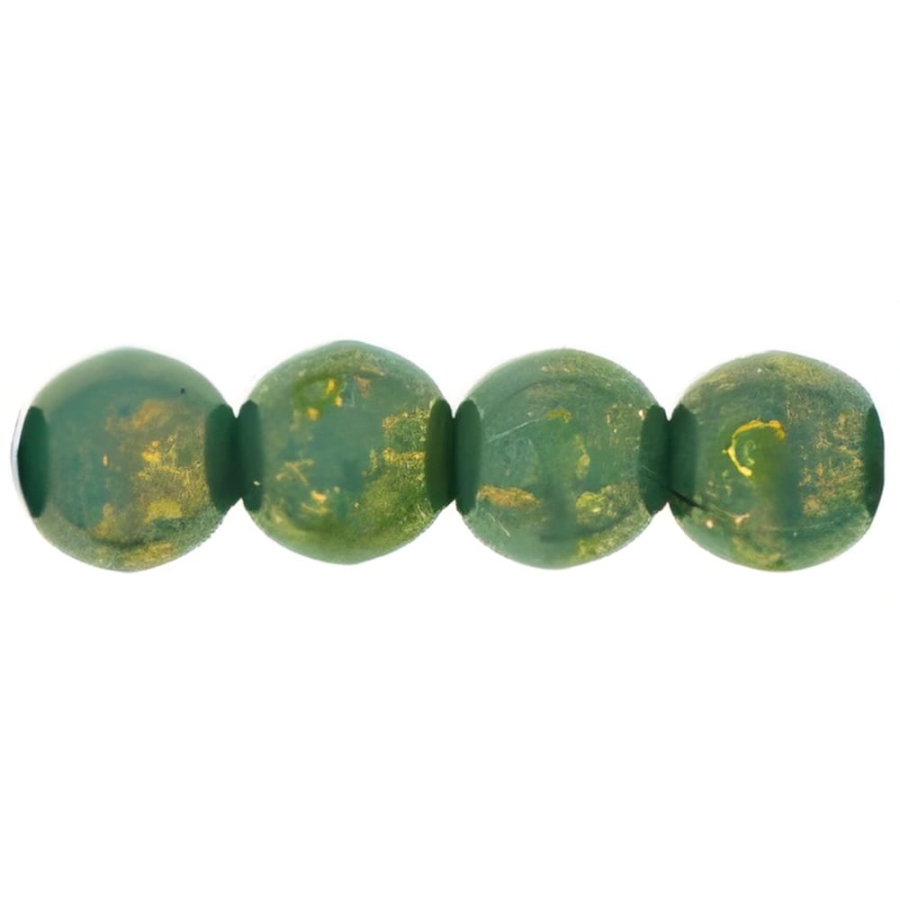 Czech Round Beads 4mm Turquoise - Bronze Picasso