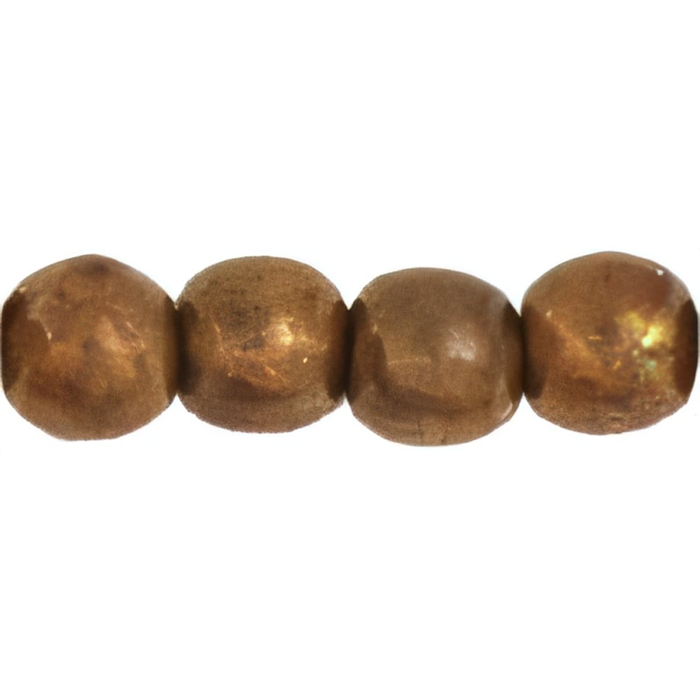 Czech Round Beads 4mm Yellow Coral - Bronze Picasso