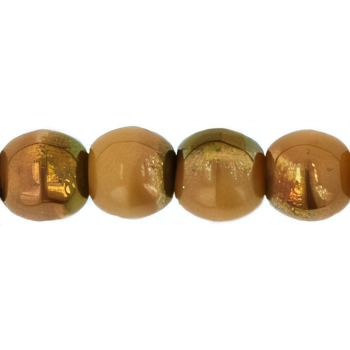 Czech Round Beads 4mm Luster Pink 1/2 Coat - Opaque Beige