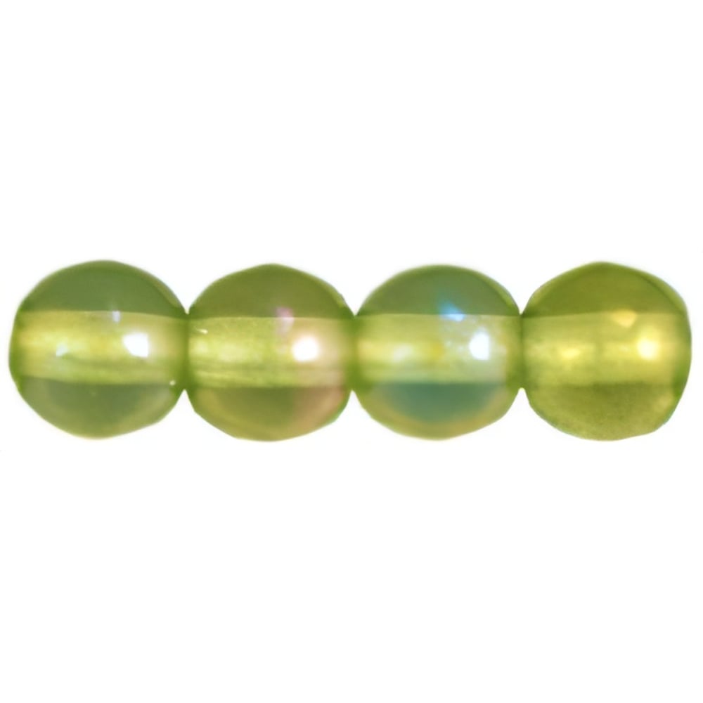 Czech Round Beads 4mm Luster Iris - Olivine