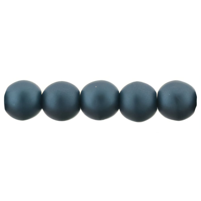 Czech Glass Pearls 4mm Matte - Steel Blue