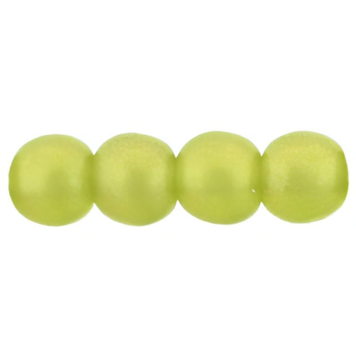 Czech Round Beads 4mm Sueded Gold Olivine