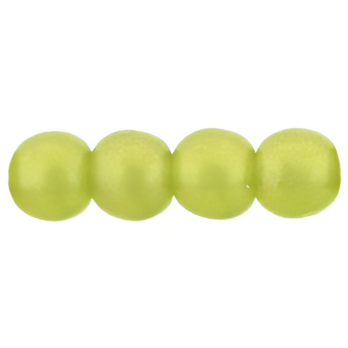 Czech Round Beads 4mm Sueded Gold Olivine