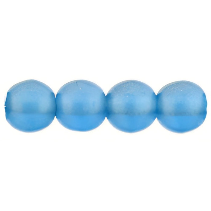 Czech Round Beads 4mm Sueded Gold Capri Blue