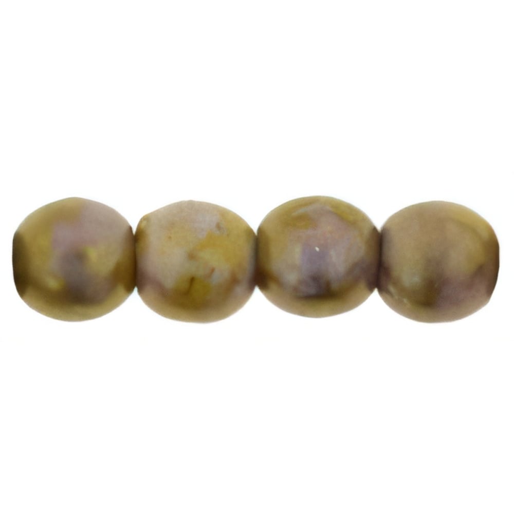 Czech Round Beads 4mm Luster - Opaque Gold/Smoky Topaz