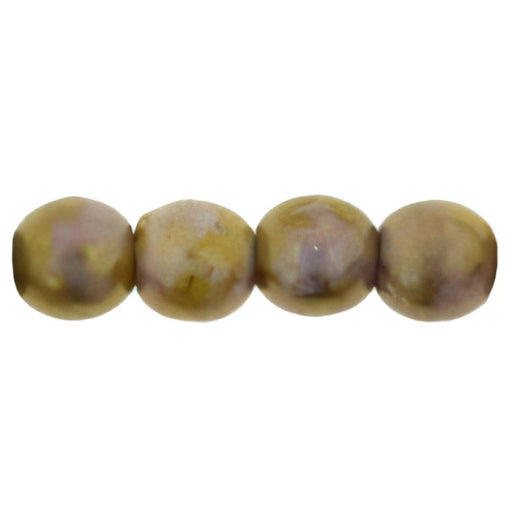Czech Round Beads 4mm Luster - Opaque Gold/Smoky Topaz