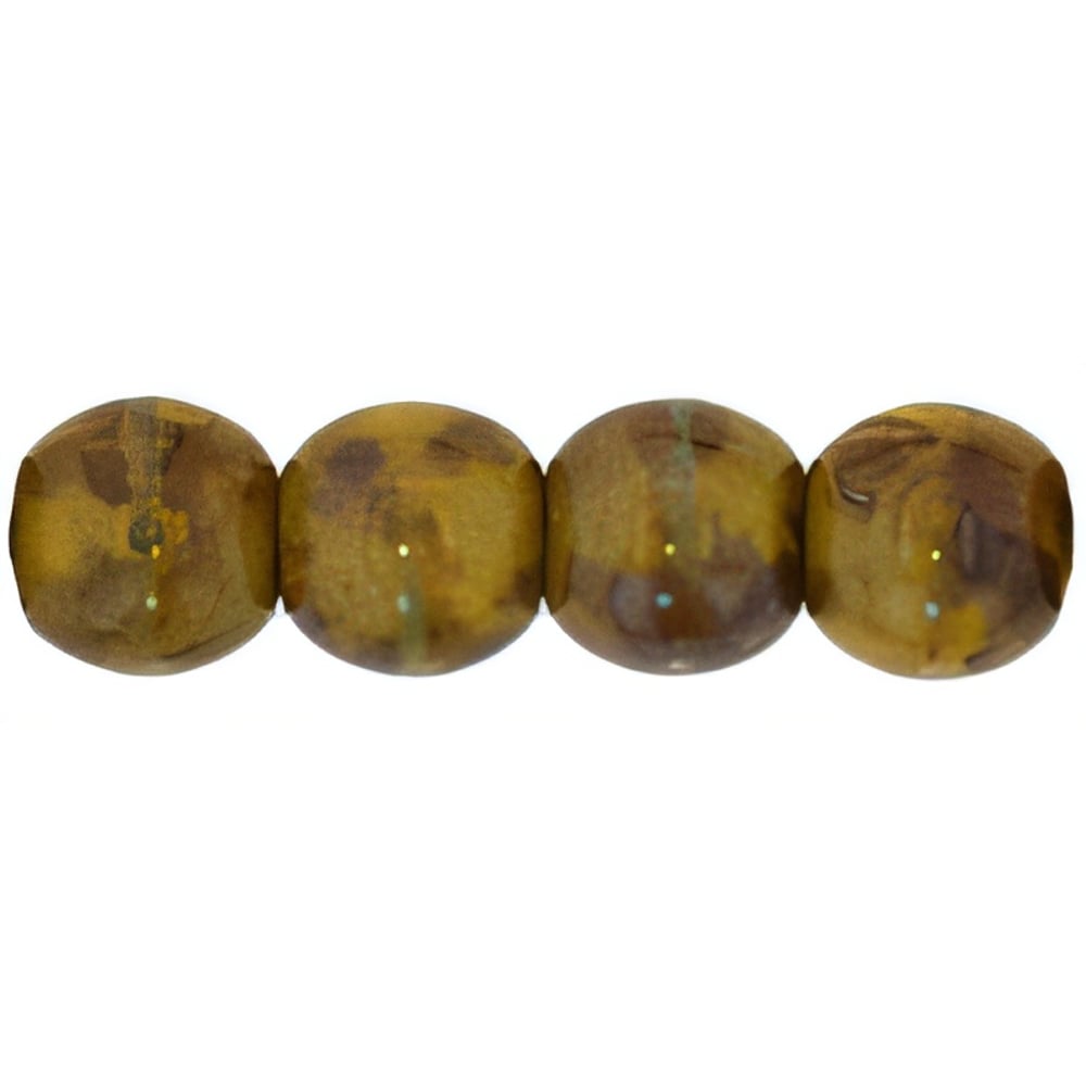 Czech Round Beads 4mm Sunflower Yellow - Picasso