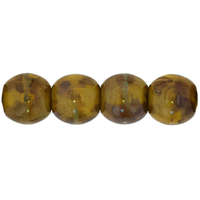 Czech Round Beads 4mm Sunflower Yellow - Picasso