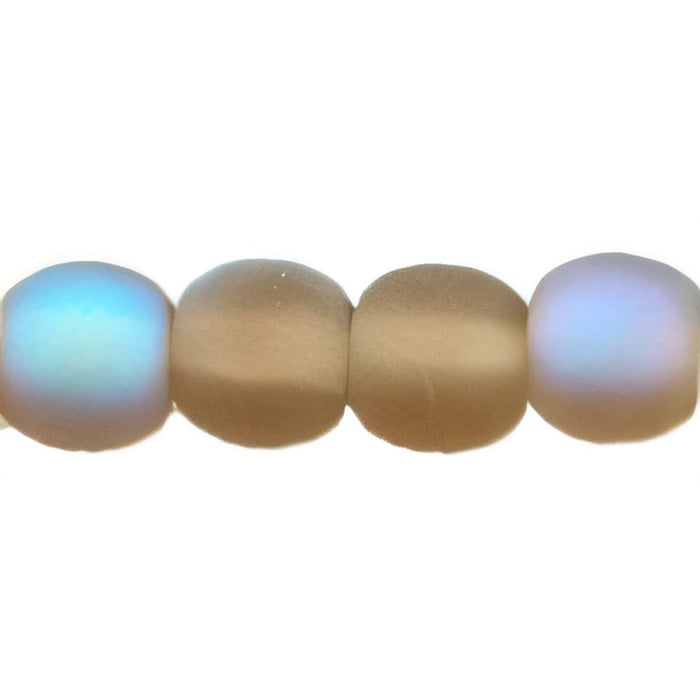 Czech Round Beads 4mm Matte - Smoky Topaz AB