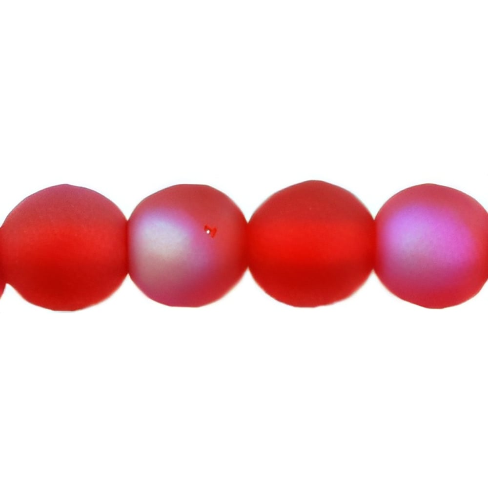 Czech Round Beads 4mm Matte - Siam Ruby AB
