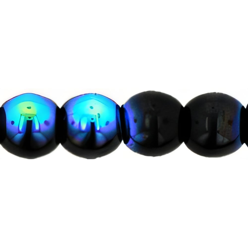 Czech Round Beads 4mm Jet AB