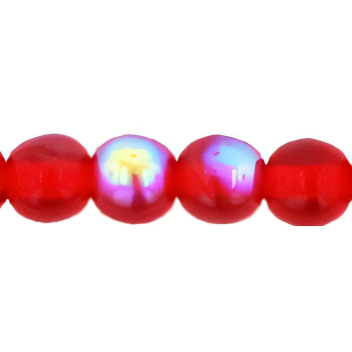 Czech Round Beads 4mm Siam Ruby AB