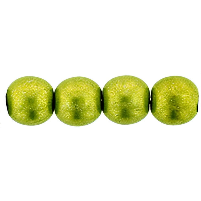 Czech Round Beads 6mm ColorTrends: Saturated Metallic Lime Punch (50pcs)
