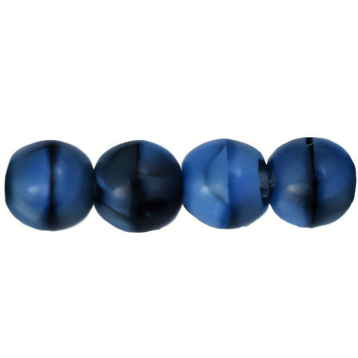 Czech Round Beads 6mm Blue w/Black Swirl