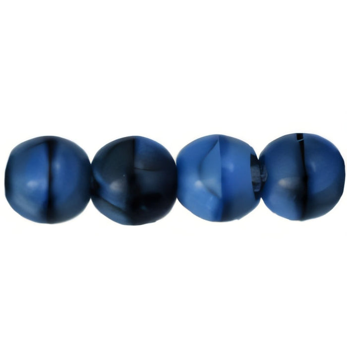 Czech Round Beads 6mm Blue w/Black Swirl