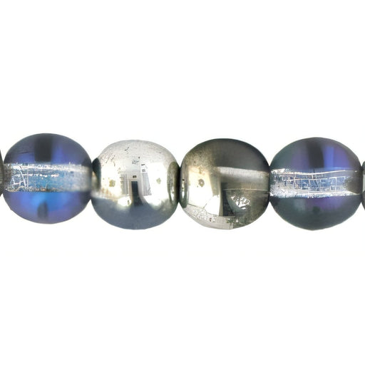 Czech Round Beads 6mm Silver/Blue/Crystal (50pcs)