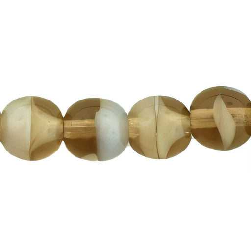 Czech Round Beads 6mm Smoky Topaz/White (50pcs)