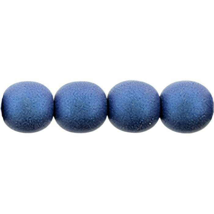 Czech Round Beads 6mm Metallic Suede - Blue (50pcs)