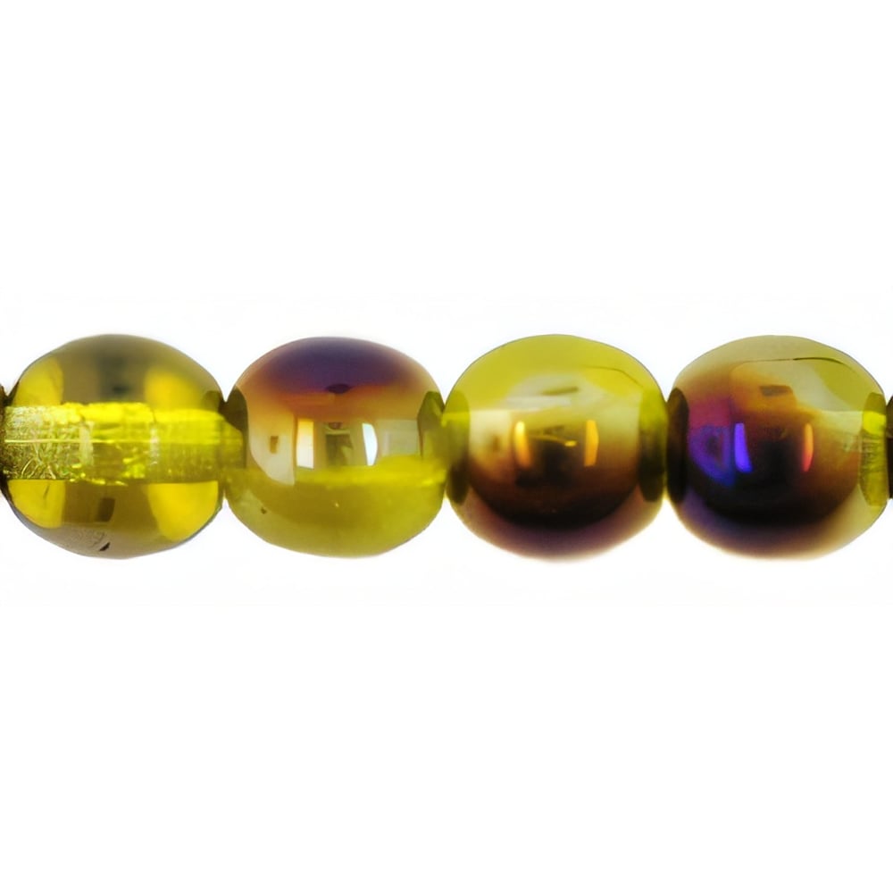 Czech Round Beads 6mm Blue Iris - Lemon Yellow (50pcs)