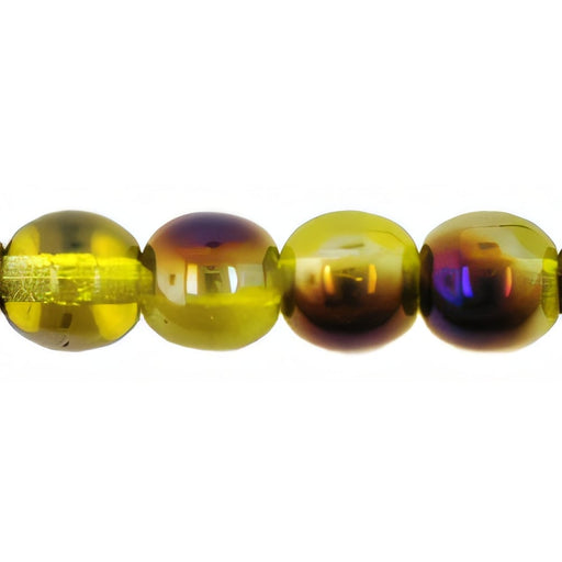Czech Round Beads 6mm Blue Iris - Lemon Yellow (50pcs)