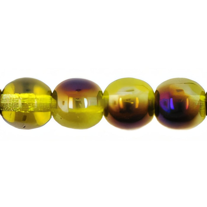 Czech Round Beads 6mm Blue Iris - Lemon Yellow (50pcs)