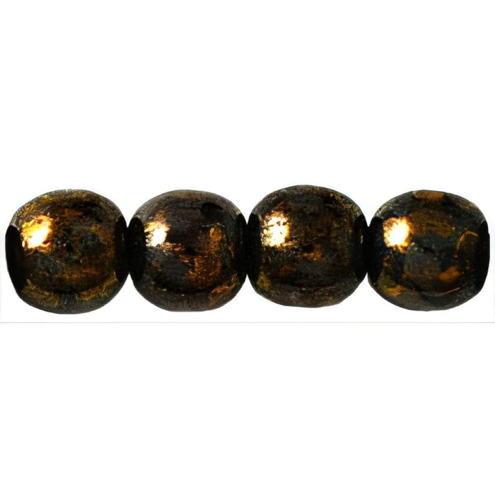 Czech Round Beads 6mm Jet - Bronze Picasso (50pcs)