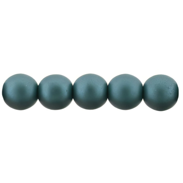 Czech Glass Pearls 6mm Matte - Teal (25pcs)