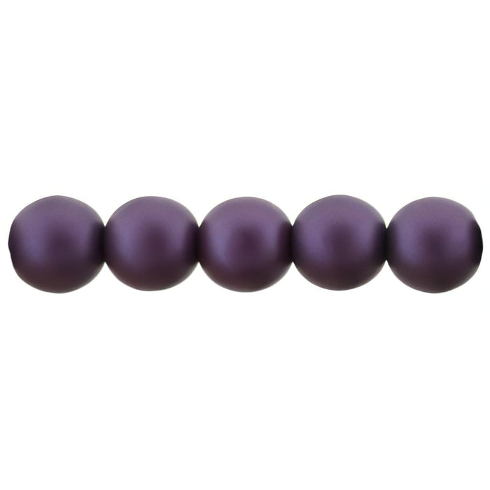Czech Glass Pearls 6mm Matte - Purple Velvet (25pcs)