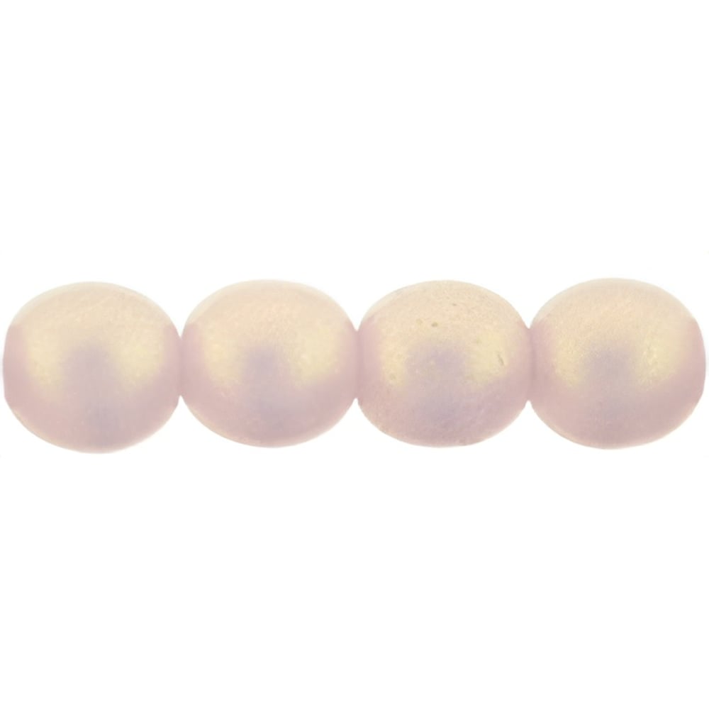 Czech Round Beads 6mm Sueded Gold Milky Pink (50pcs)