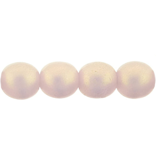 Czech Round Beads 6mm Sueded Gold Milky Pink (50pcs)