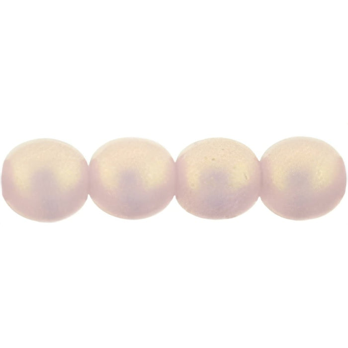 Czech Round Beads 6mm Sueded Gold Milky Pink (50pcs)