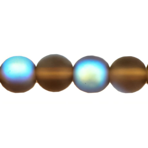 Czech Round Beads 6mm Matte - Smoky Topaz AB (50pcs)