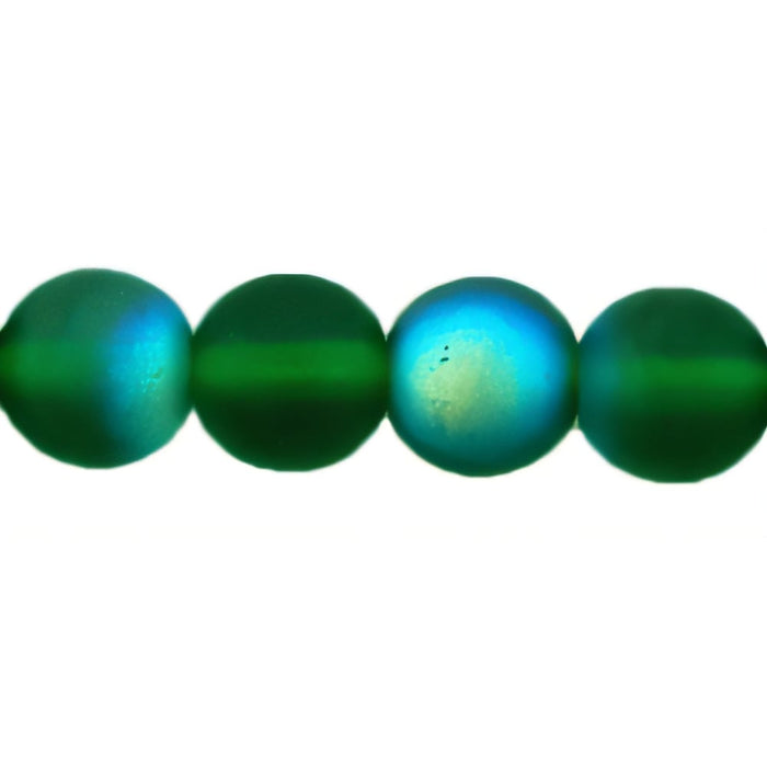 Czech Round Beads 6mm Matte - Green Emerald AB (50pcs)