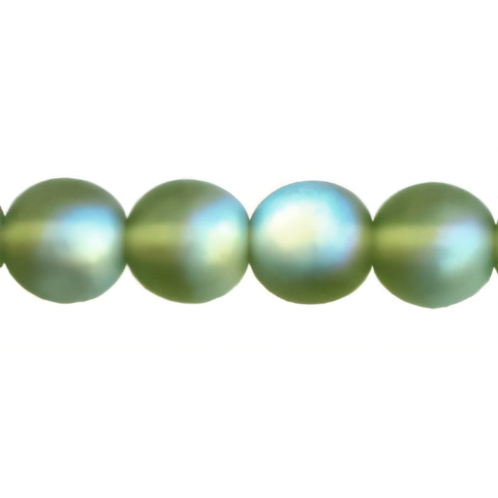 Czech Round Beads 6mm Matte - Olivine AB (50pcs)
