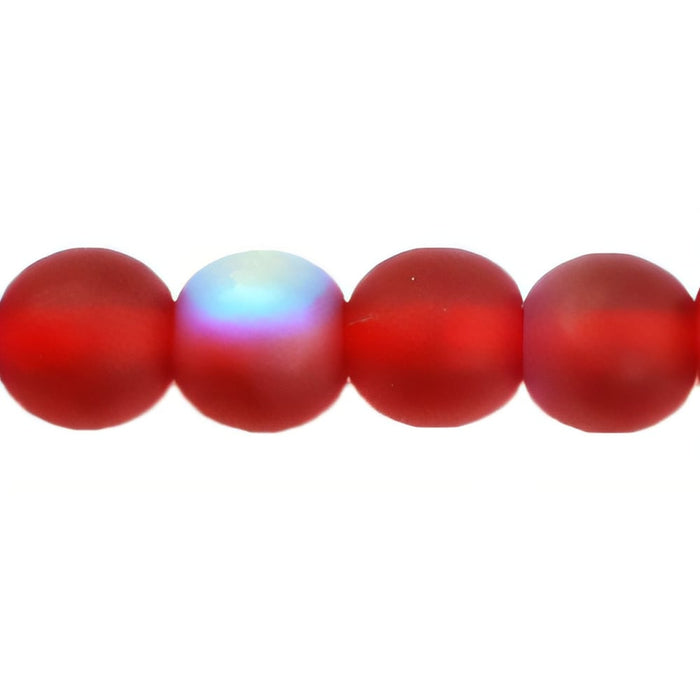 Czech Round Beads 6mm Matte - Siam Ruby AB (50pcs)