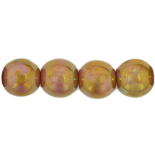 Czech Round Beads 6mm Luster - Opaque Rose/Gold Topaz (50pcs)