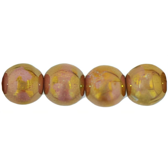 Czech Round Beads 6mm Luster - Opaque Rose/Gold Topaz (50pcs)