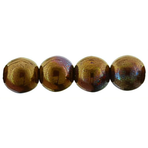 Czech Round Beads 6mm Bronze Luster Iris - Opaque Red (50pcs)