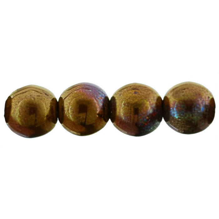 Czech Round Beads 6mm Bronze Luster Iris - Opaque Red (50pcs)
