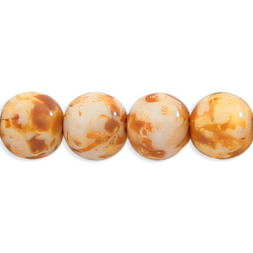 Czech Round Beads 6mm Opaque White - Picasso (50pcs)